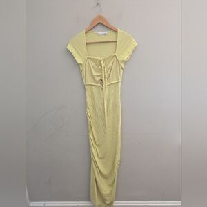 Jonathan Simkhai Layered Yellow Rib Midi Dress Size S Easter Spring Coquette